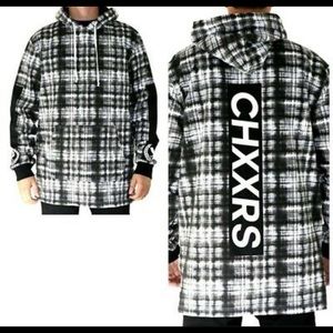 CHXXRS Club Men Hoodie Black Plaid Street Ganster - size medium